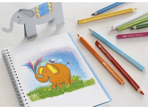 Spalvoti pieštukai Faber-Castell Jumbo, tribriauniai, 24 spalvų