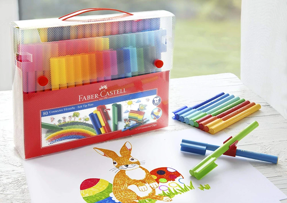 Flomasteriai Faber-Castell Connector felt-tip, 80 spalvų