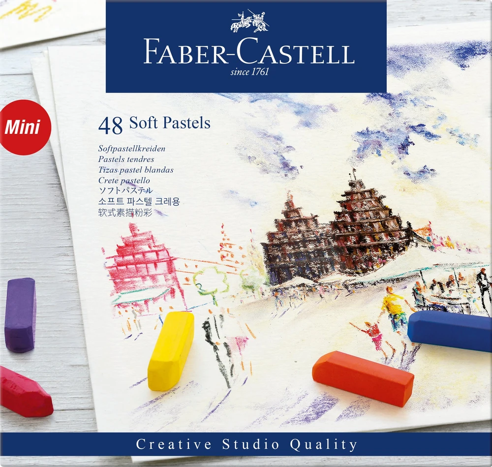 Faber-Castell - Minkštos pastelinės kreidelės, mini, 48 vnt. dėžutė (128248)