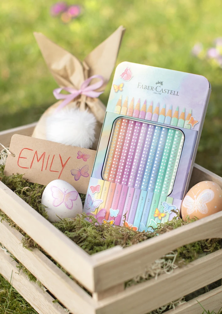 Spalvoti pieštukai Faber-Castell Sparkle, 12 spalvų, metalinėje dėžutėje