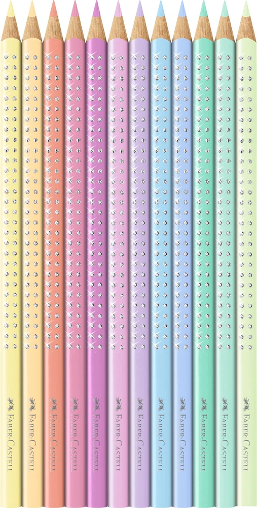 Spalvoti pieštukai Faber-Castell Sparkle, 12 spalvų, metalinėje dėžutėje