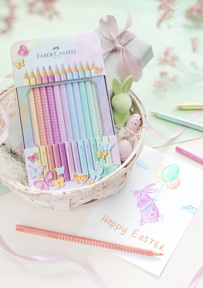 Spalvoti pieštukai Faber-Castell Sparkle, 12 spalvų, metalinėje dėžutėje