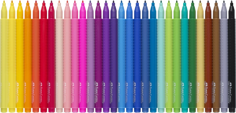 Faber-Castell - Pluoštinių rašiklių rinkinys su Grip spalvotais žymekliais, 30 vnt. (155335)