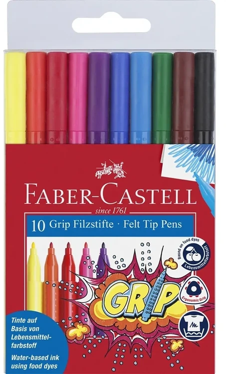 Flomasteriai Faber-Castell Grip Colour, (10) 1302-100 (Ekspozicinė prekė)