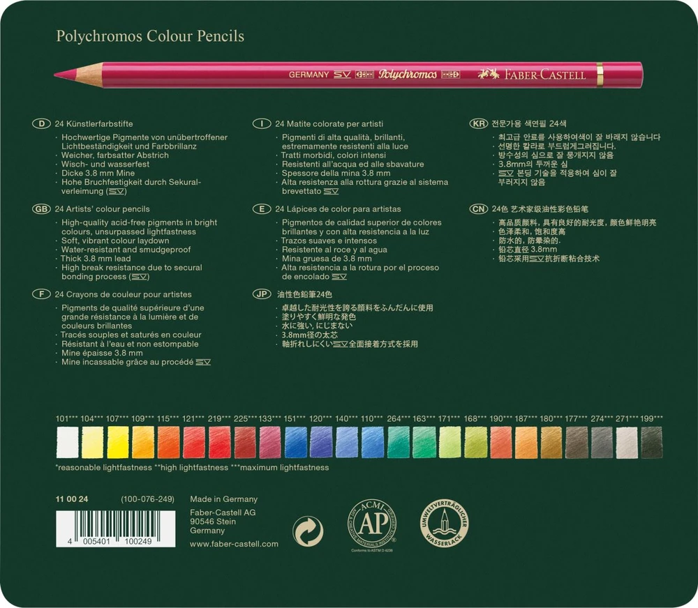 Spalvoti pieštukai Faber-Castell Polychromos Art&Graphic, 24 spalvos