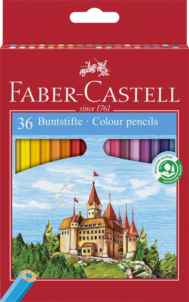 Spalvoti pieštukai Faber-Castell Castle, 36 spalvos