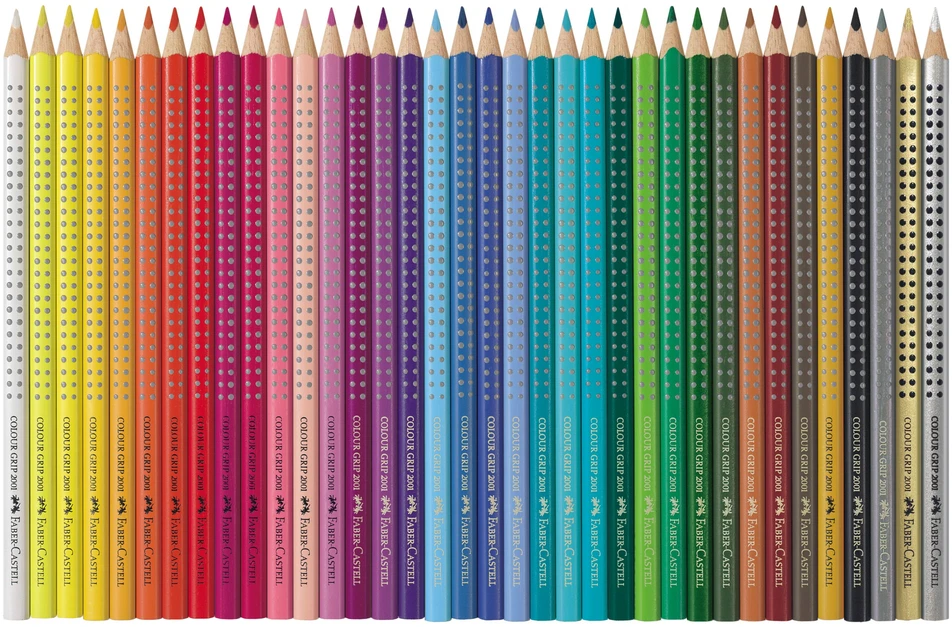 Spalvoti pieštukai Faber-Castell GRIP 2001, 36 spalvų, metalinėje dėžutėje