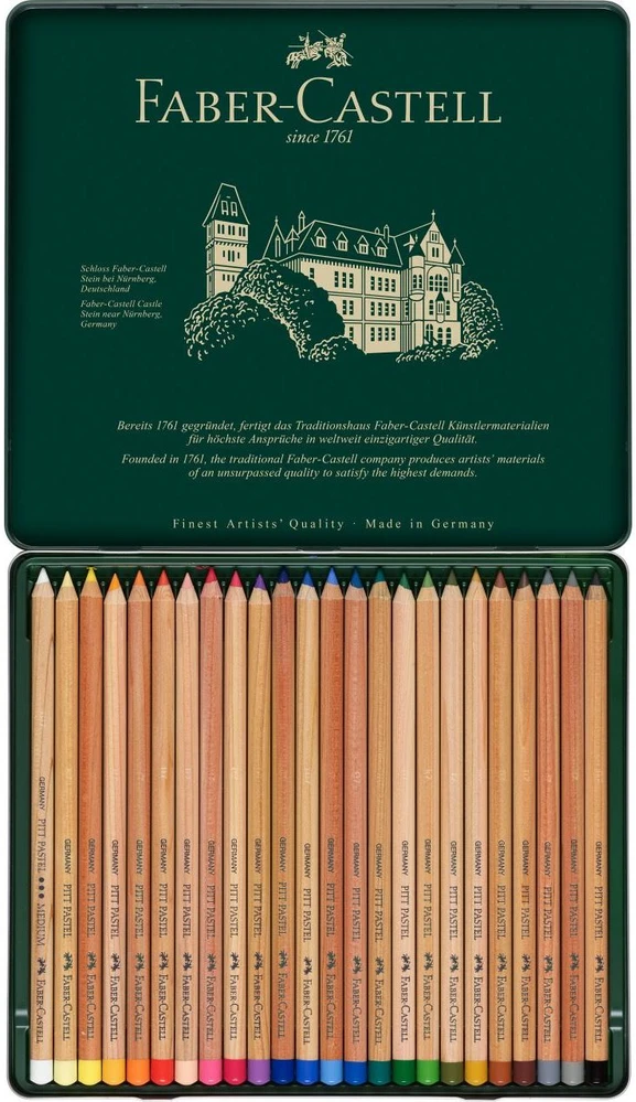 Spalvoti pieštukai Faber-Castell Pitt Pastel, 24 spalvos, metalinėje dėžutėje