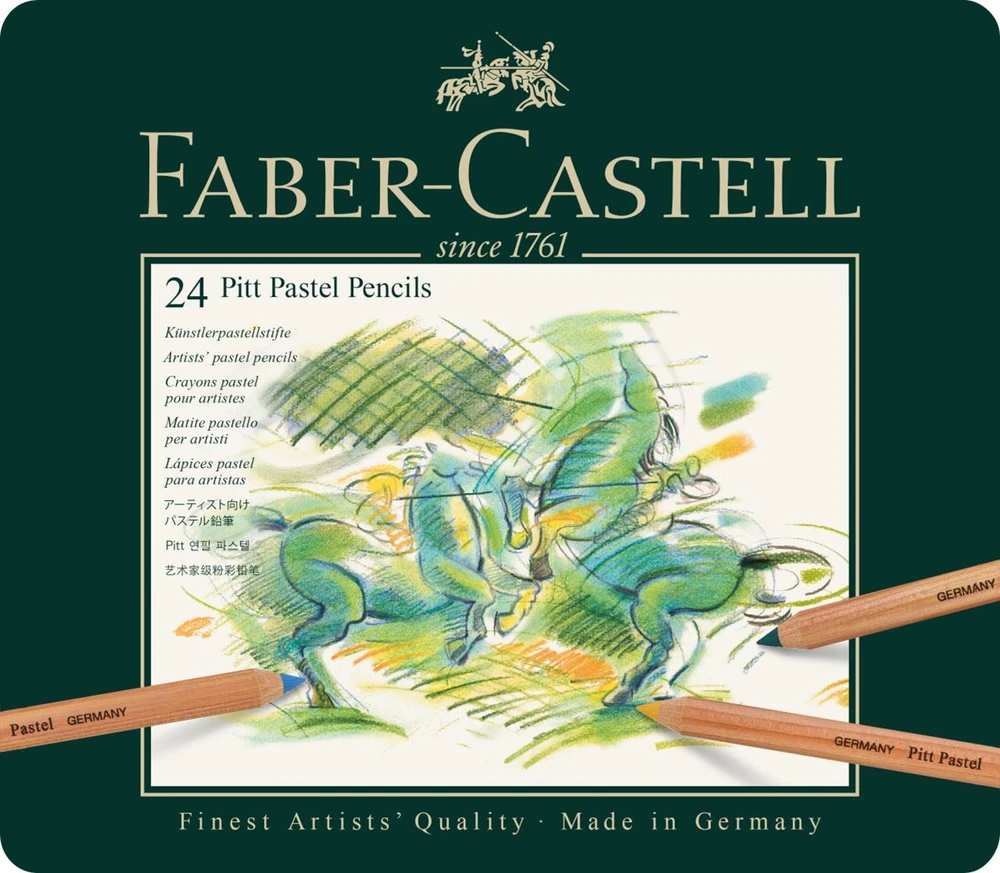 Spalvoti pieštukai Faber-Castell Pitt Pastel, 24 spalvos, metalinėje dėžutėje