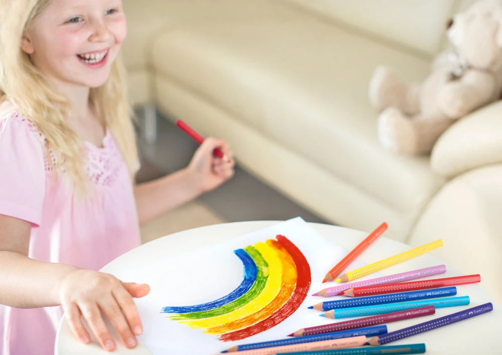 Spalvoti akvareliniai pieštukai Faber-Castell Grip Jumbo, tribriauniai, 12 spalvų