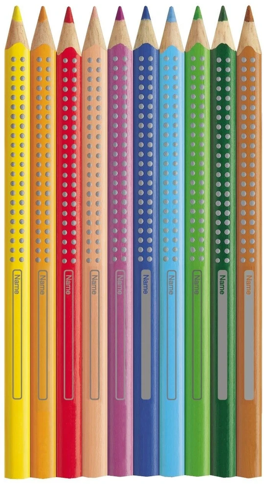 Spalvoti akvareliniai pieštukai Faber-Castell Grip Jumbo, tribriauniai, 12 spalvų