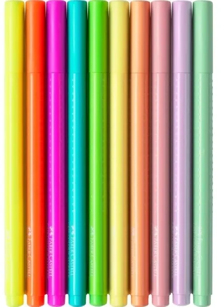 Flomasteriai Faber-Castell Grip, tribriauniai, 10 spalvų