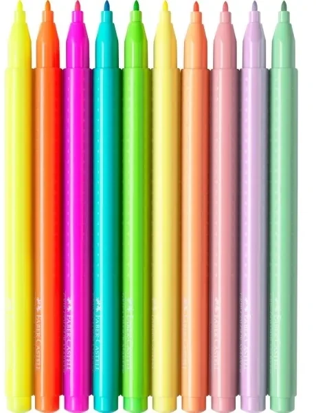 Flomasteriai Faber-Castell Grip, tribriauniai, 10 spalvų