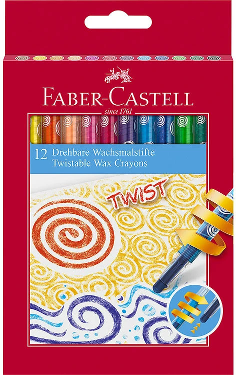 Faber-Castell - Sukamos vaškinės kreidelės - 12 vnt. kartoninėje dėžutėje (120003)