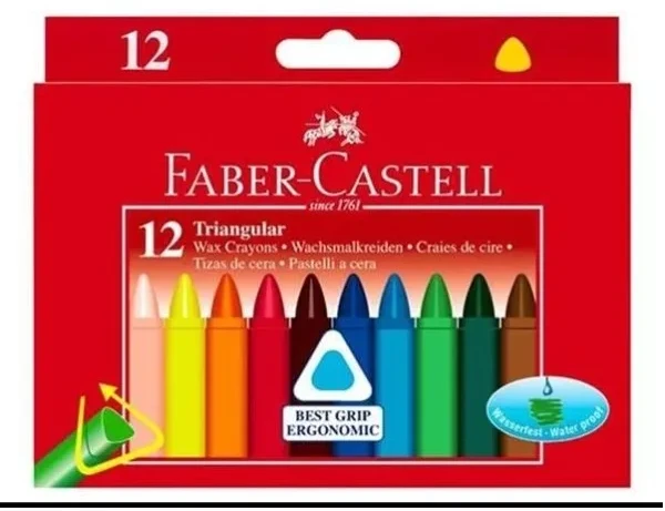 Vaškinės kreidelės Faber-Castell, tribriaunės, 12 spalvų