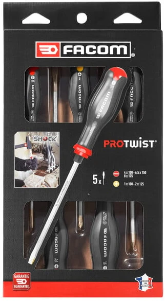 FACOM ATWCK.J5PB PRO-TWIST atsuktuvų rinkinys, 5 dalių, su perforacija