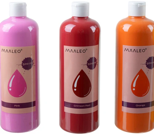 Plakatų dažai - 12 vnt. rinkinys po 500 ml Maaleo 26340