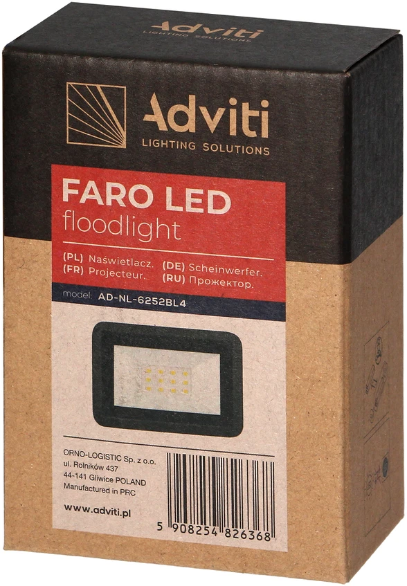Orno FARO LED prožektorius 10W, 800lm, IP65, 4000K, aliuminis + stiklas