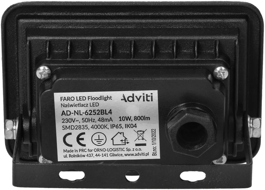 Orno FARO LED prožektorius 10W, 800lm, IP65, 4000K, aliuminis + stiklas