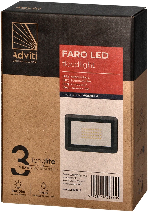 Orno FARO LED prožektorius 30W, 2400lm, IP65, 4000K, aliuminis + stiklas