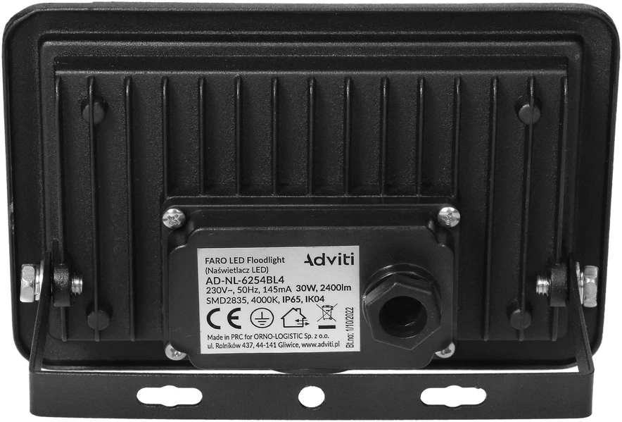 Orno FARO LED prožektorius 30W, 2400lm, IP65, 4000K, aliuminis + stiklas