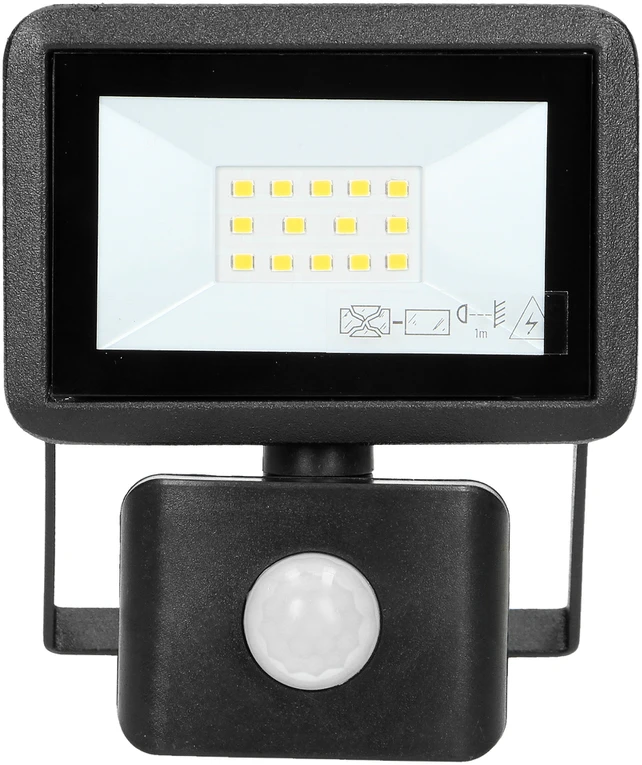 Orno FARO S LED prožektorius su PIR 10W, 800lm, IP44, 4000K, aliuminis + stiklas