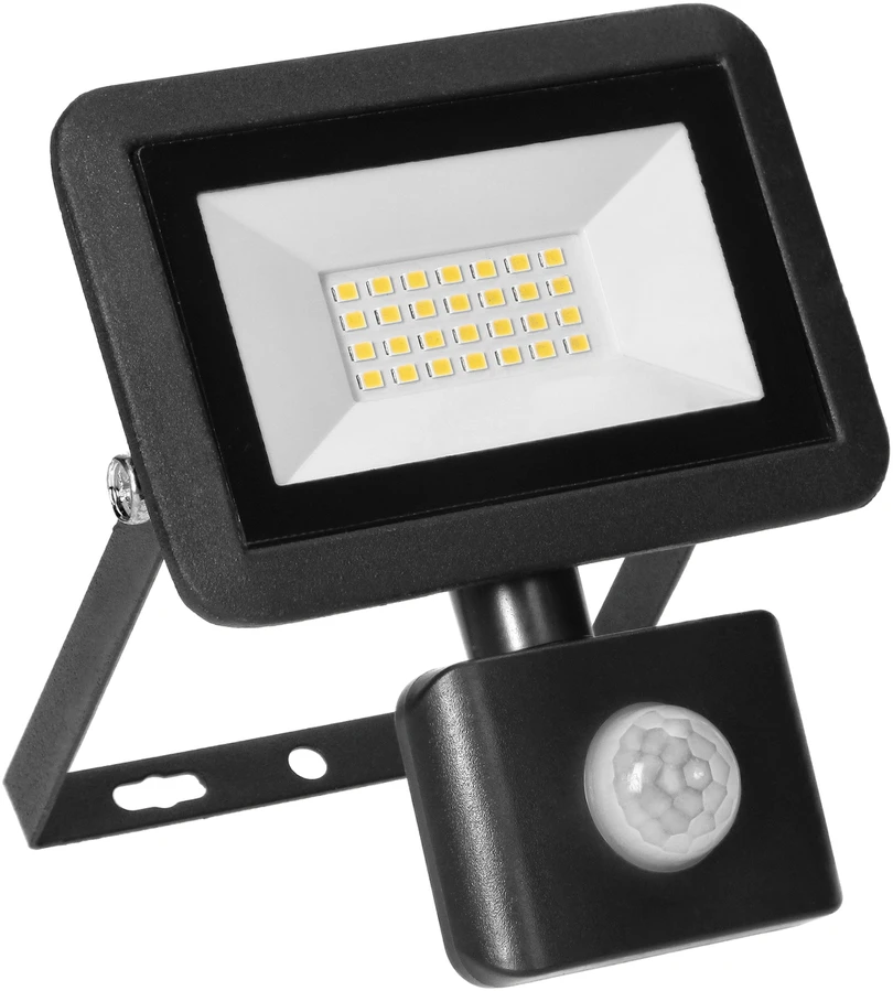 Orno FARO S LED prožektorius su PIR 20W, 1600lm, IP44, 4000K, aliuminis + stiklas