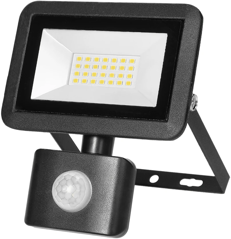 Orno FARO S LED prožektorius su PIR 20W, 1600lm, IP44, 4000K, aliuminis + stiklas