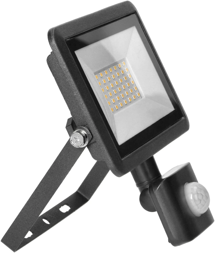 Orno FARO S LED prožektorius su PIR 30W, 2400lm, IP44, 4000K, aliuminis + stiklas