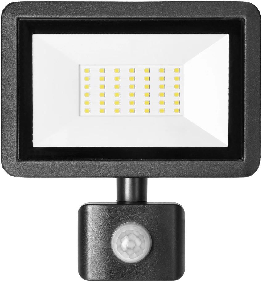 Orno FARO S LED prožektorius su PIR 30W, 2400lm, IP44, 4000K, aliuminis + stiklas