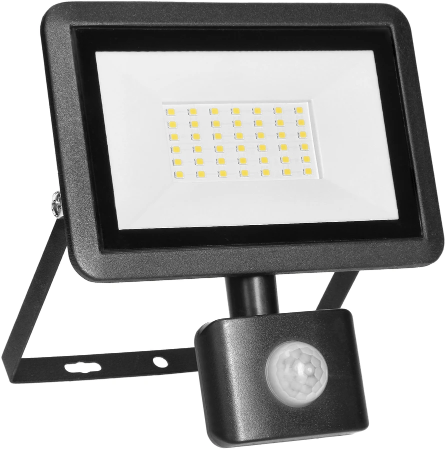 Orno FARO S LED prožektorius su PIR 30W, 2400lm, IP44, 4000K, aliuminis + stiklas