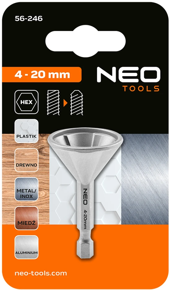Fazownik 4–20 mm nuožulna, 1/4 colio šešiakampė