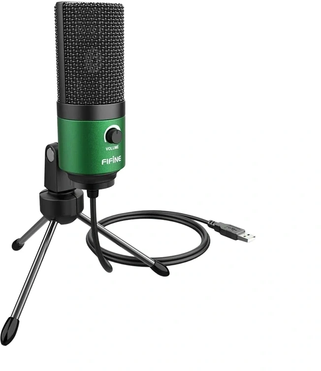 FIFINE K669G žalias kondensatorinis mikrofonas | USB