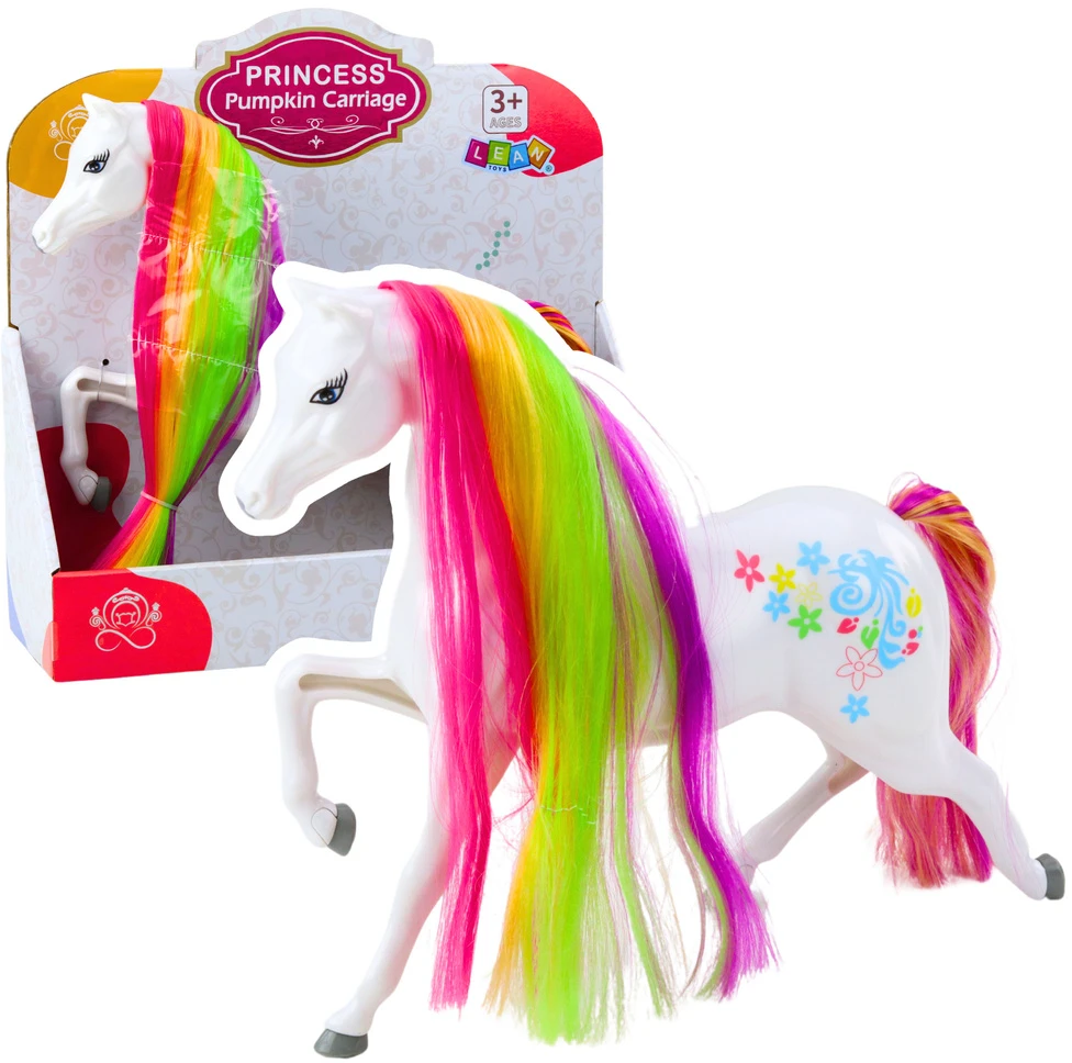 Lean Toys Pasakų arkliukas su vaivorykštės spalvų karčiais