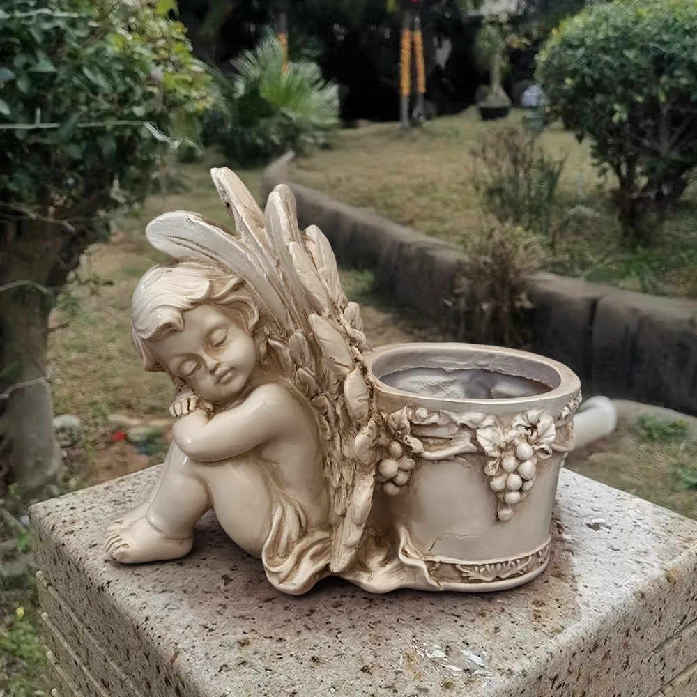 Figurka Figūrėlė Figūrėlė Vazonas Sodo Vazonas Skulptūra Angelas Angelo Apdovanojimo Dekoracija