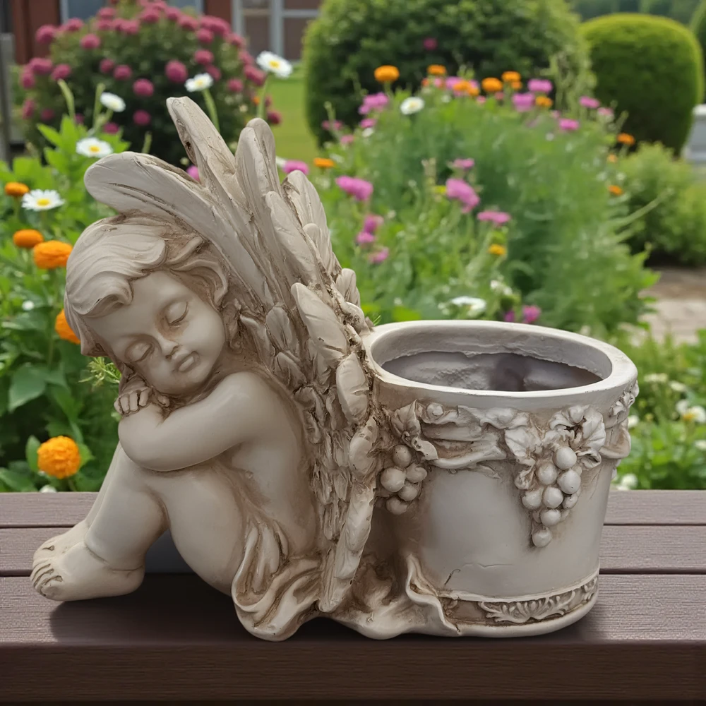 Figurka Figūrėlė Figūrėlė Vazonas Sodo Vazonas Skulptūra Angelas Angelo Apdovanojimo Dekoracija