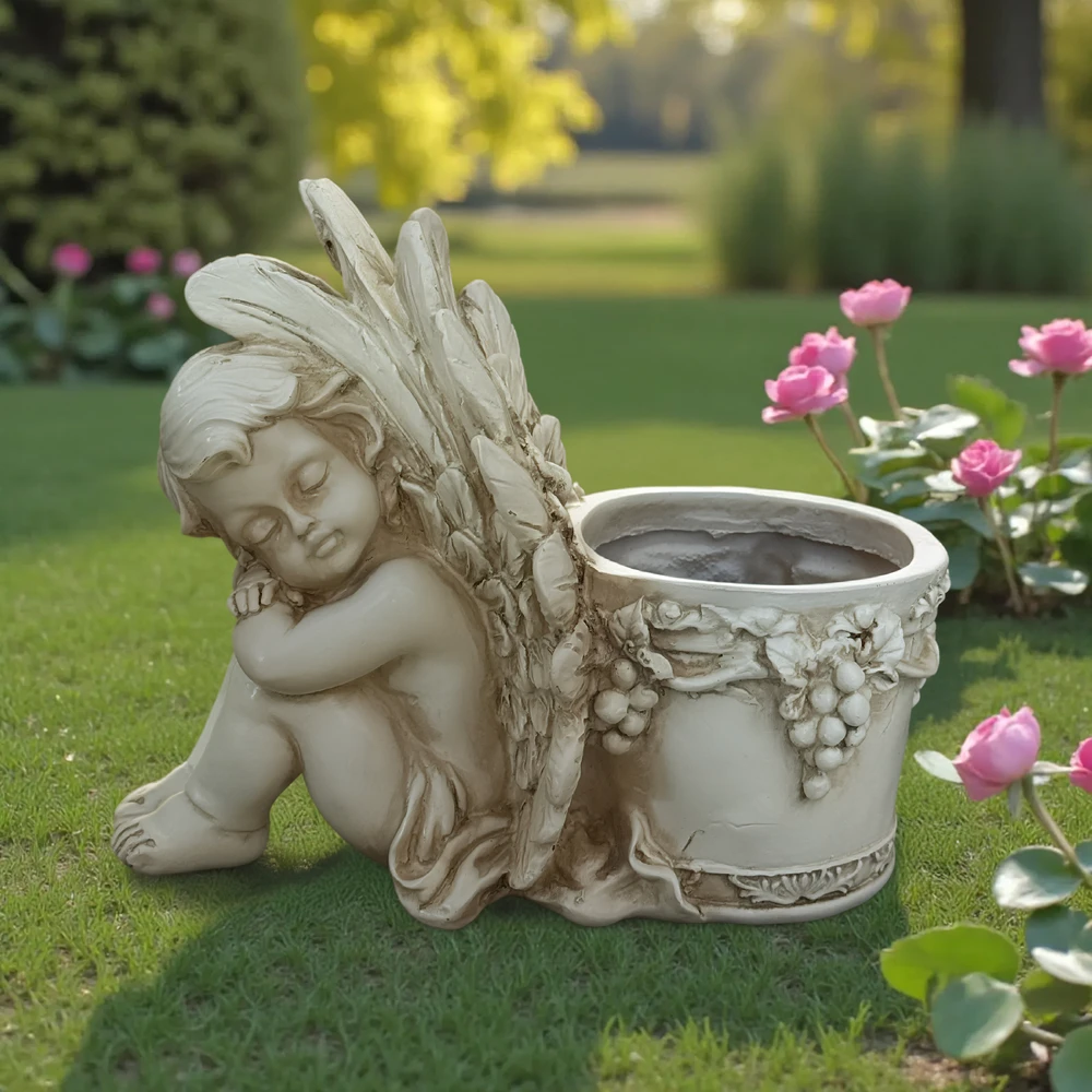 Figurka Figūrėlė Figūrėlė Vazonas Sodo Vazonas Skulptūra Angelas Angelo Apdovanojimo Dekoracija
