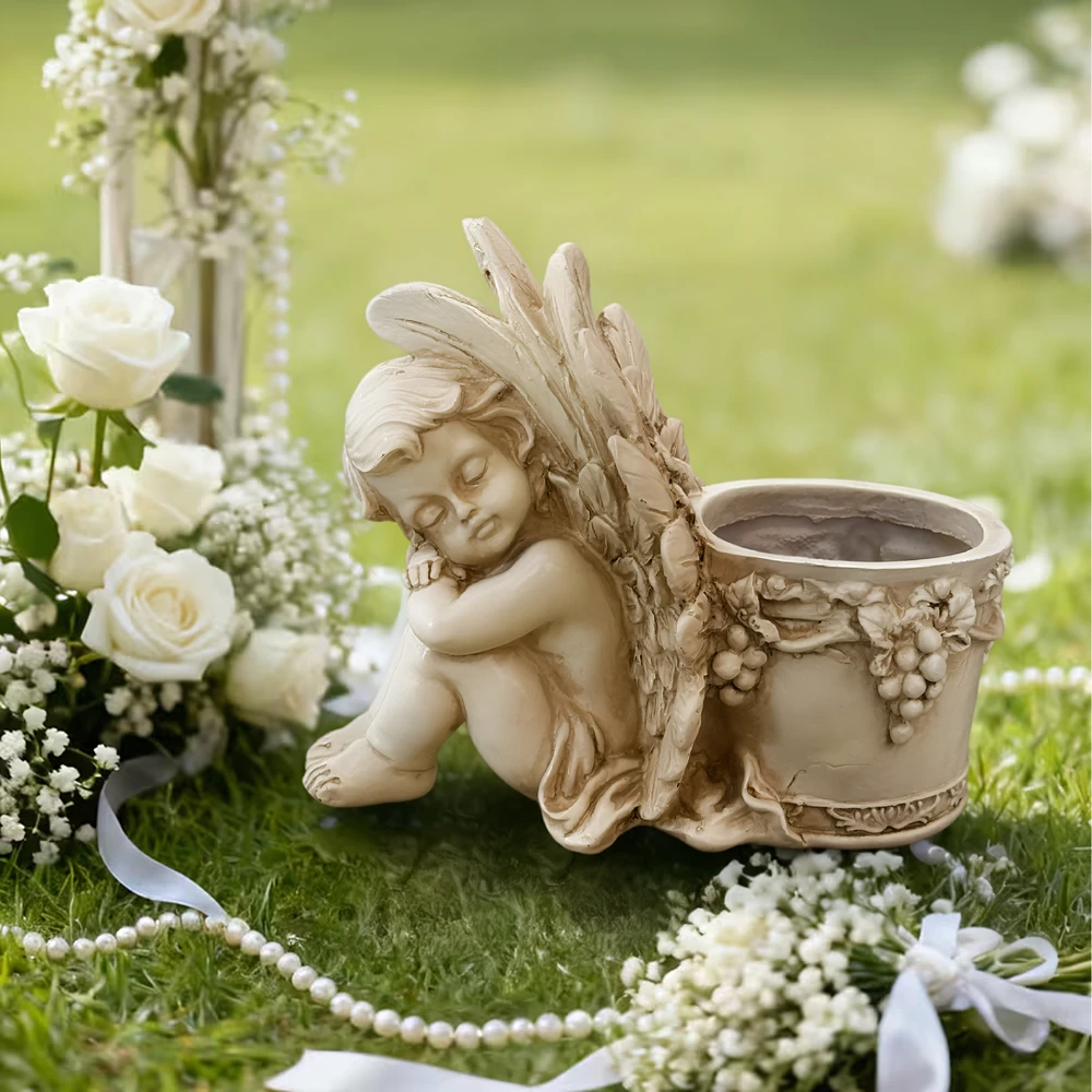 Figurka Figūrėlė Figūrėlė Vazonas Sodo Vazonas Skulptūra Angelas Angelo Apdovanojimo Dekoracija