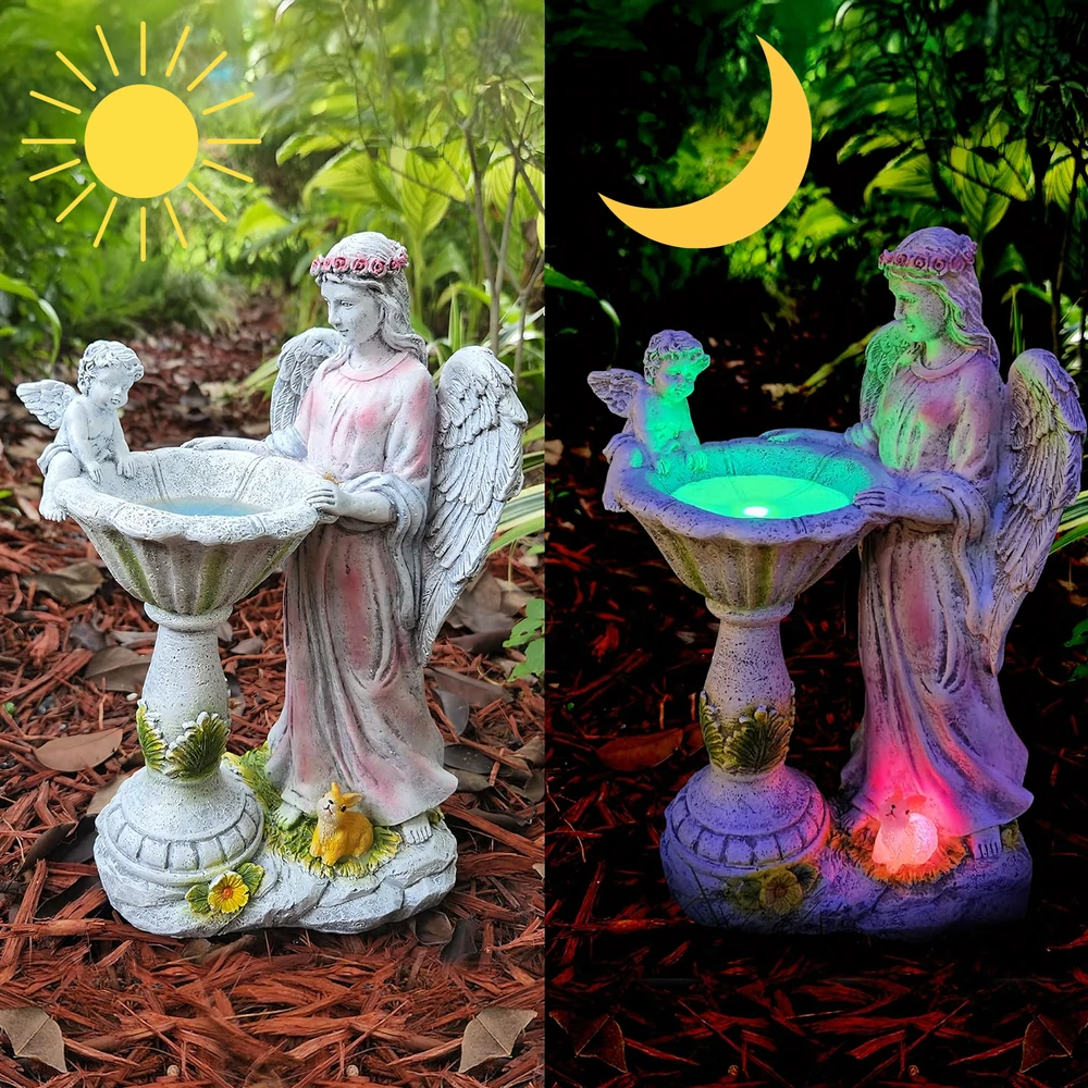 Figurka Figūrėlė Žvakidės figūrėlės dekoracija, angelo statula, saulės energija varoma, RGB šviesa sodui