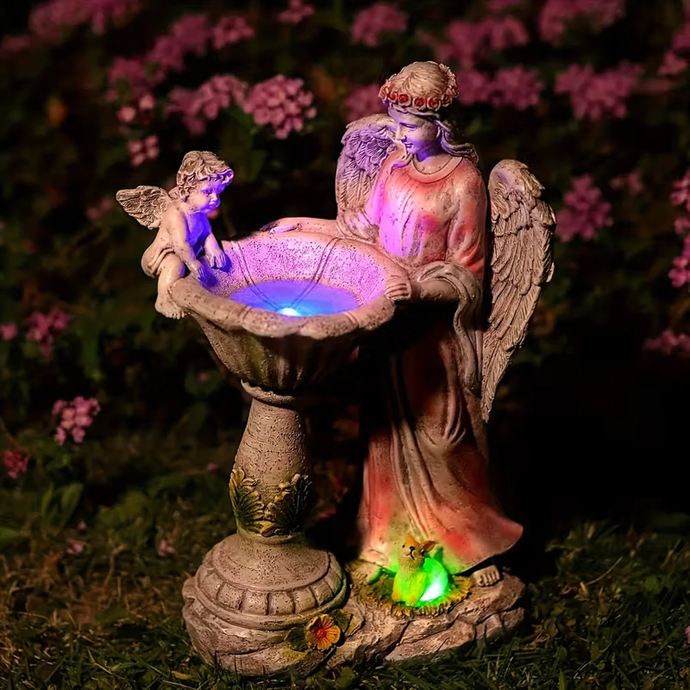 Figurka Figūrėlė Žvakidės figūrėlės dekoracija, angelo statula, saulės energija varoma, RGB šviesa sodui
