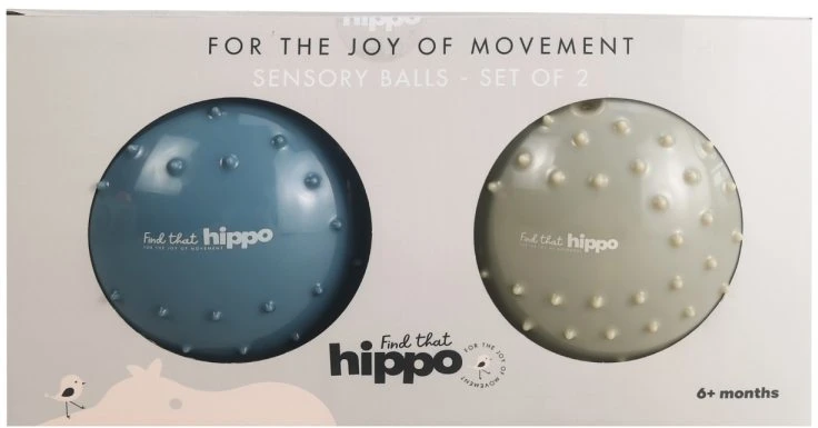 „Find that hippo“ – sensoriniai kamuoliukai – metalinė mėlyna ir chaki spalva (53100401)