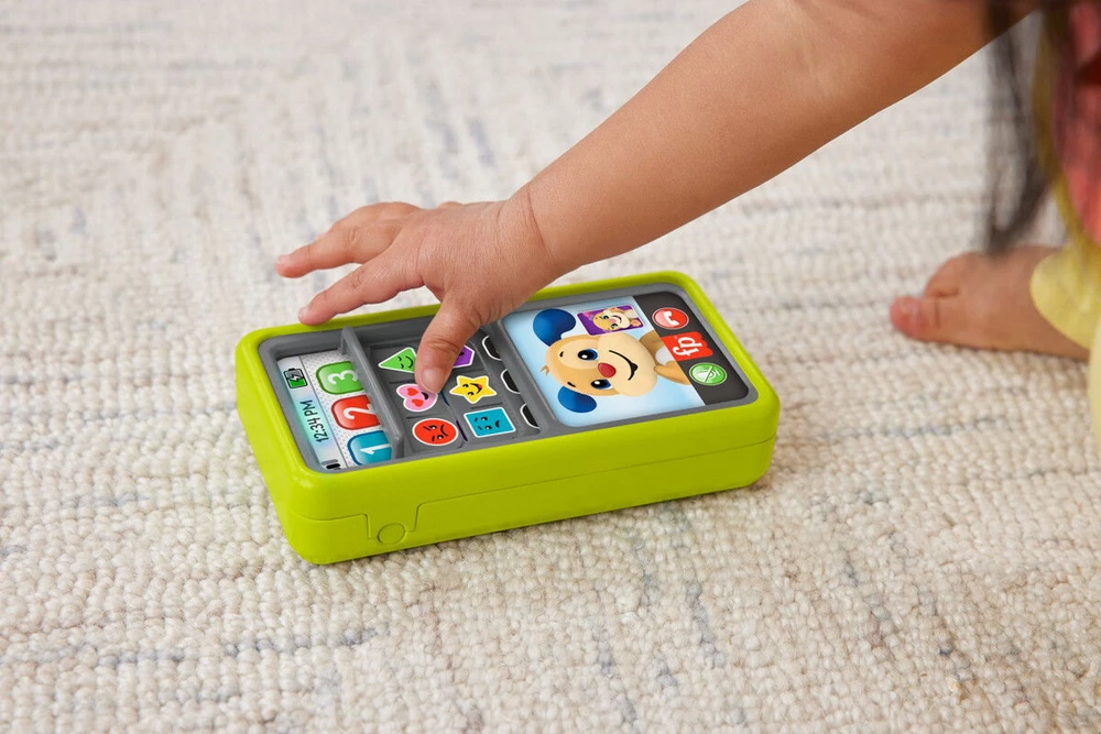 „Fisher-Price“ kūdikių žaislas „Laugh Learn“ – 2 viename išmanusis telefonas su slankikliu, skirtas mokytis (HNL41)