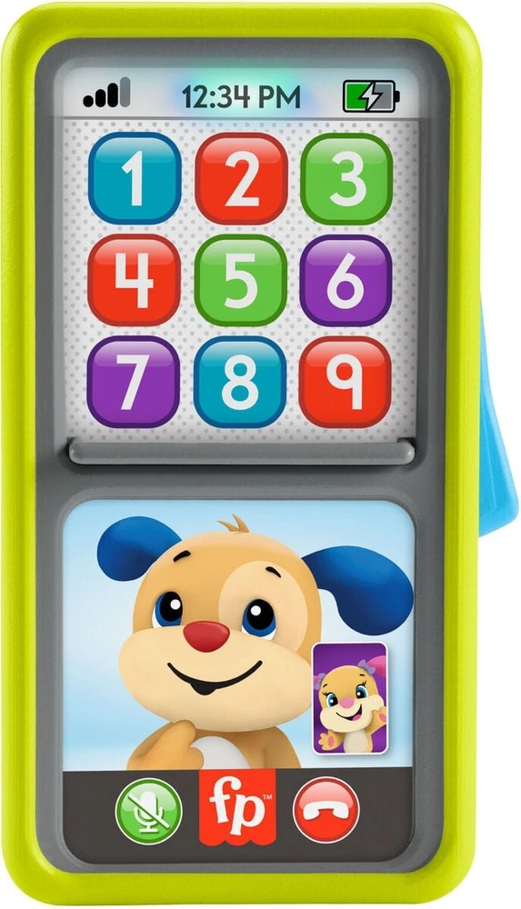 „Fisher-Price“ kūdikių žaislas „Laugh Learn“ – 2 viename išmanusis telefonas su slankikliu, skirtas mokytis (HNL41)
