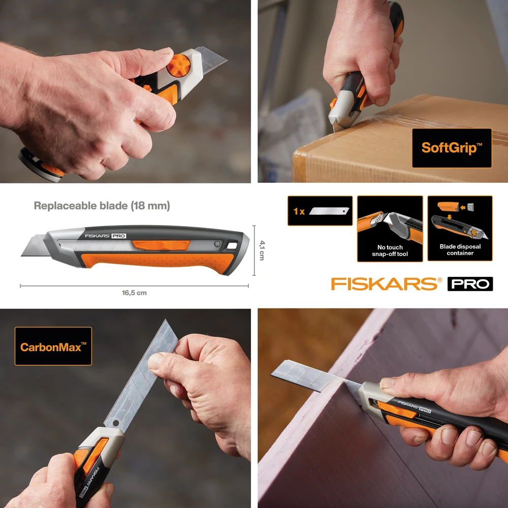 Fiskars CarbonMax Peilis Laužomais ašmenimis 18mm, 1027227