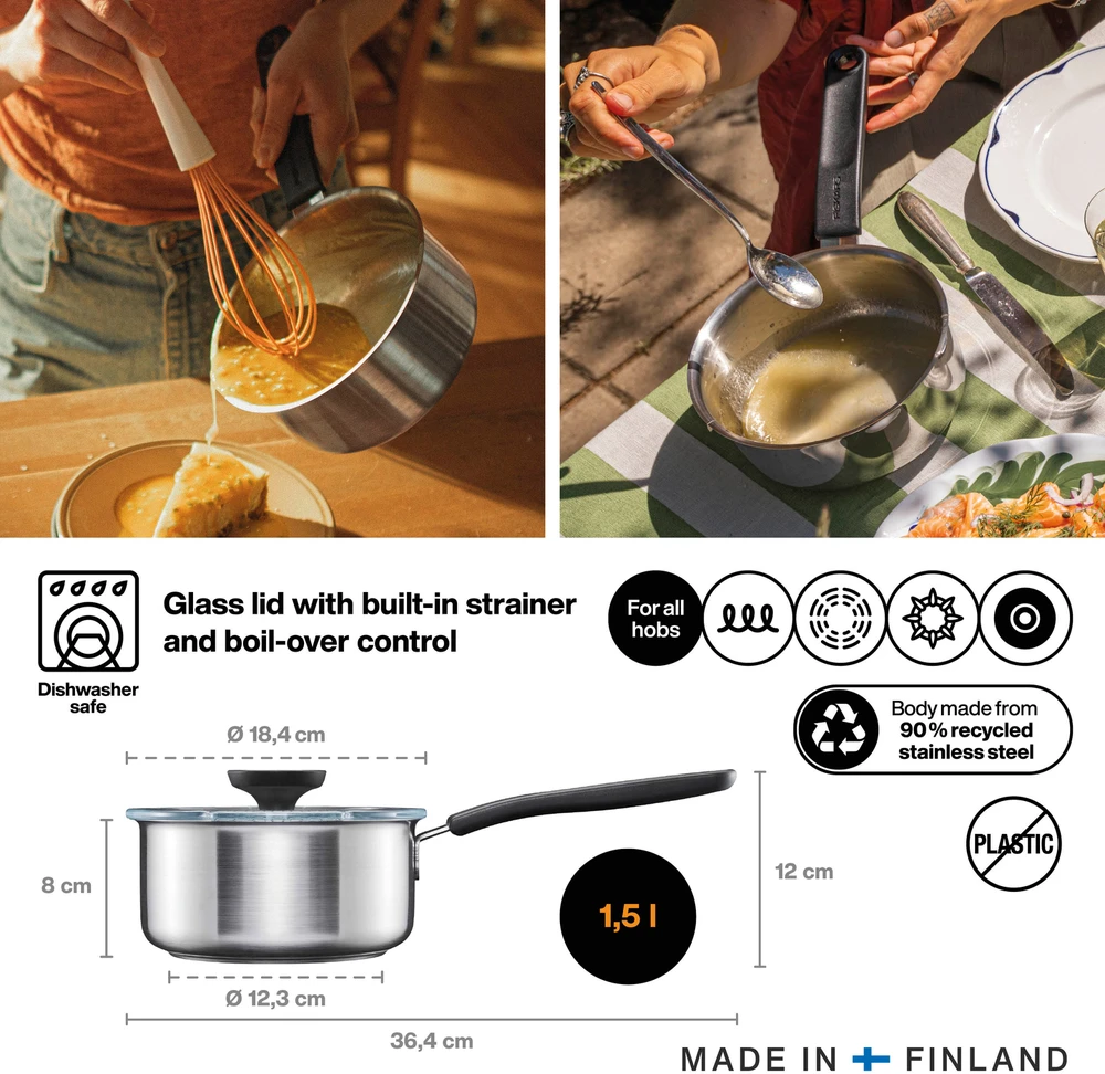 Fiskars FF puodas viena rankena 1,5L