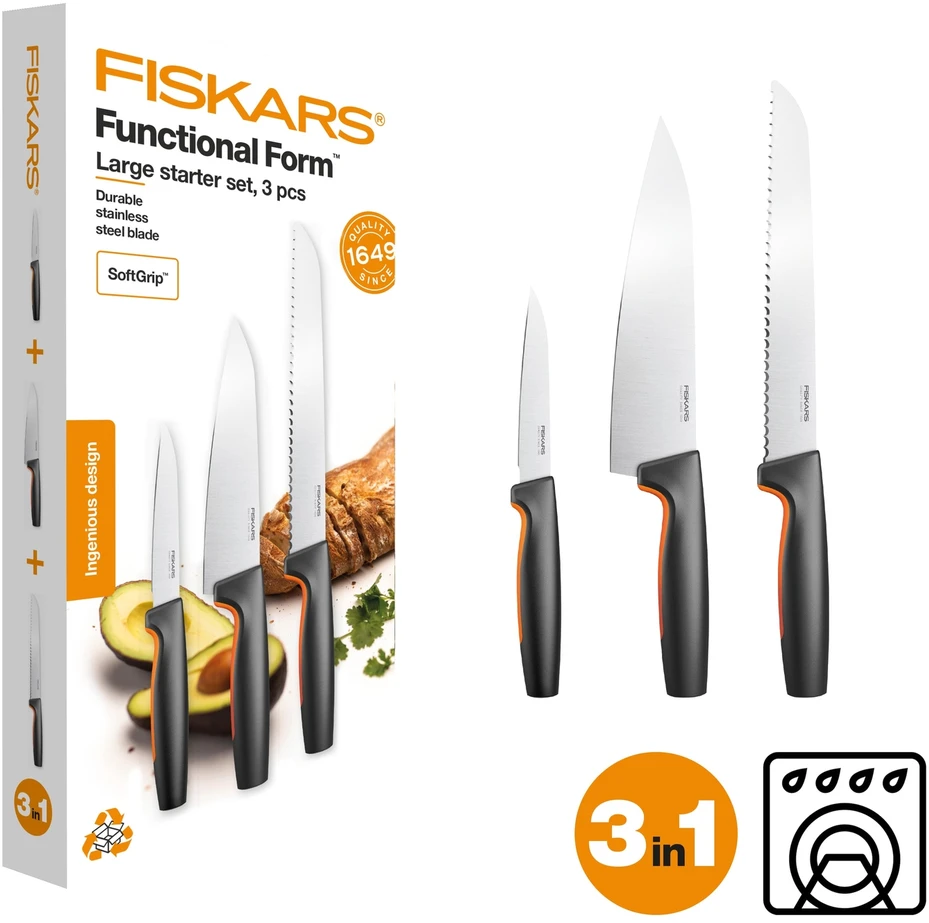 Fiskars Functional Form pradedančiųju rinkinys 3 vnt. (1057559)