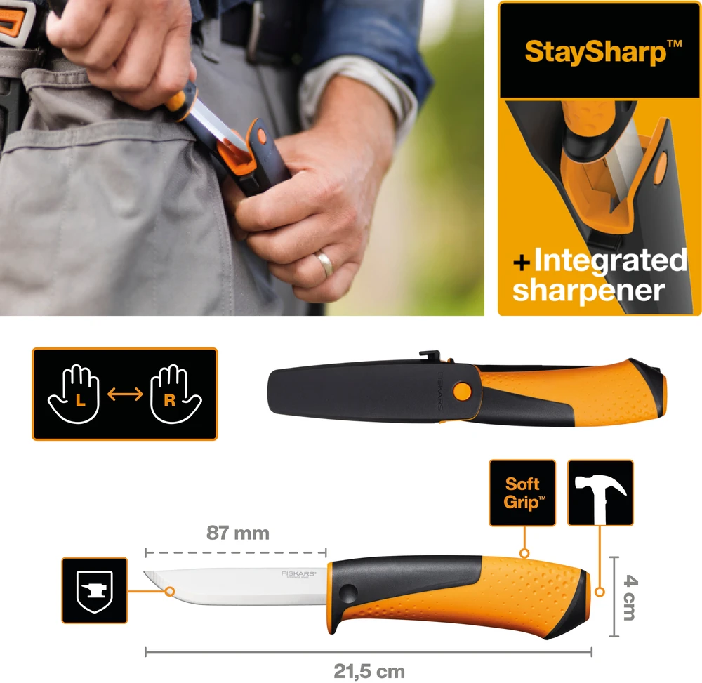 Fiskars - universalus peilis su galąstuvu