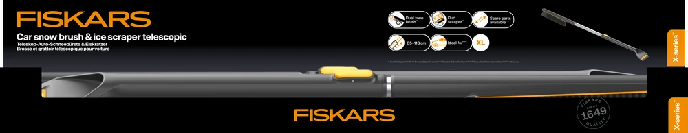 FISKARS X-SERIES TELESKOPINIS SNIEGO VALYMO ŠEPETYS IR GRANDIKLIS