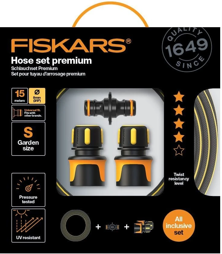 Fiskars Žarnos komplektas Premium 9mm (3/8") 15m Q4 ,1027101