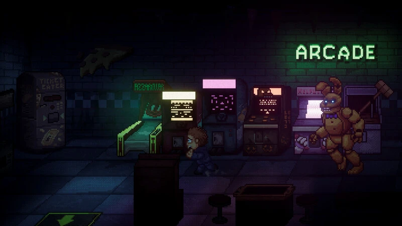 Iam8Bit „Mega Cat Studios“ penkios naktys Freddy's: Į duobę